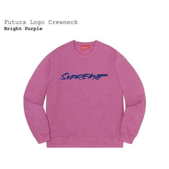 Supreme Futura Box Logo Crewneck Bright Purple M Medium - Picture 1 of 1